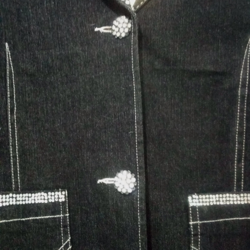 NOLAN MILLER Women's Black Denim Blazer w/Rhinestone Accents. Size XL. NWT. - Picture 3 of 4